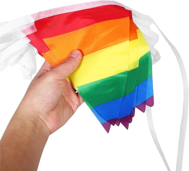 2pcs 100m Triangle Banner Flags Fabric Bunting For Birthday Wedding Festival Outdoor Lawn Yard - Image 3